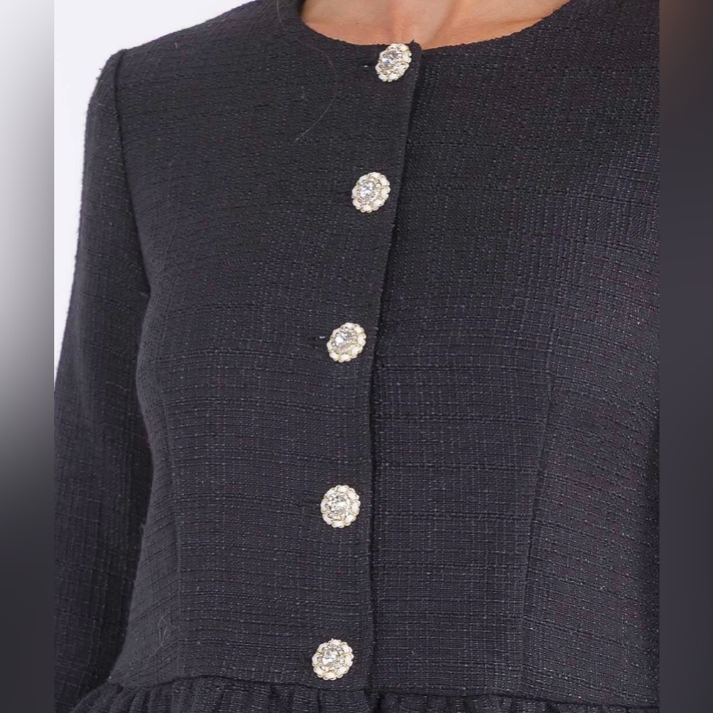 Elegant Black Peplum Tweed Jacket NWT - Picture 4 of 4